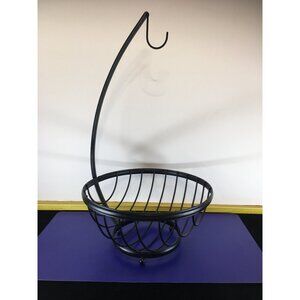 Metal Wire Fruit Vegetable Basket with Banana Holder Black